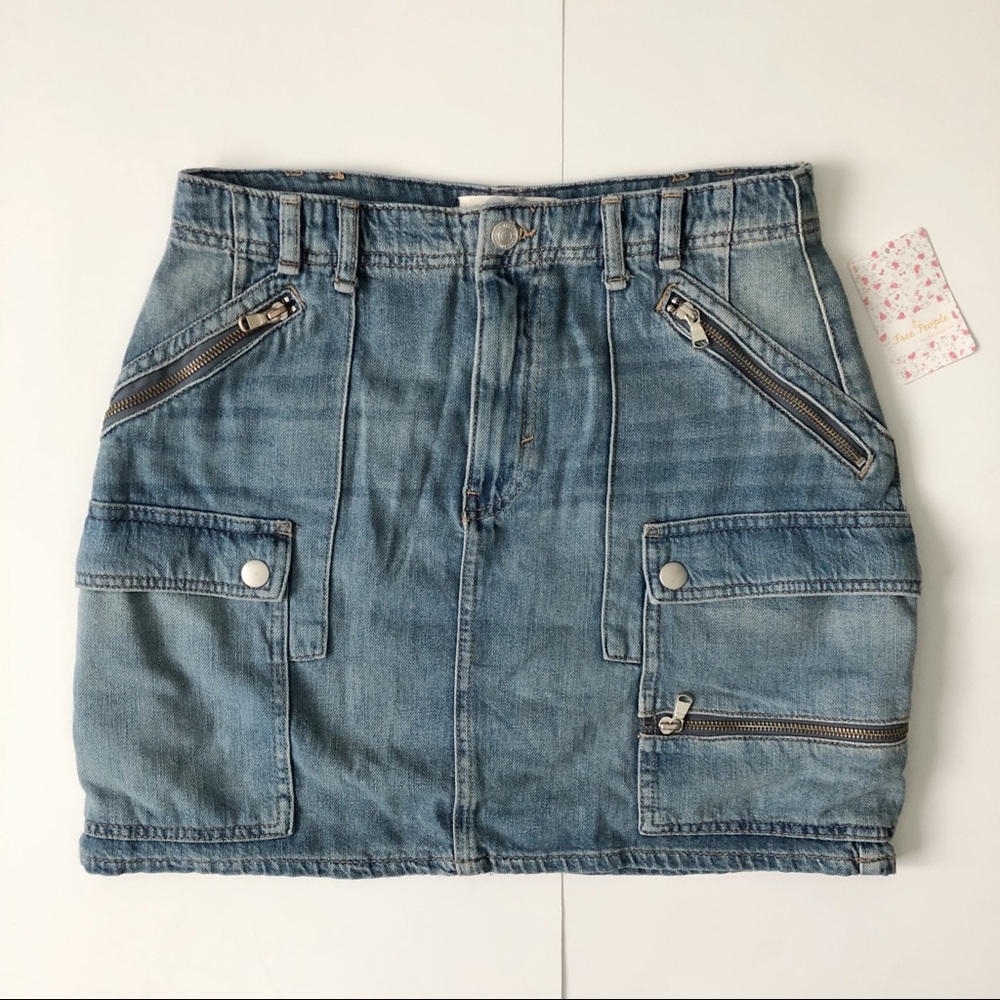NWT Free People Blue Denim mini Skirt - Picture 3 of 9